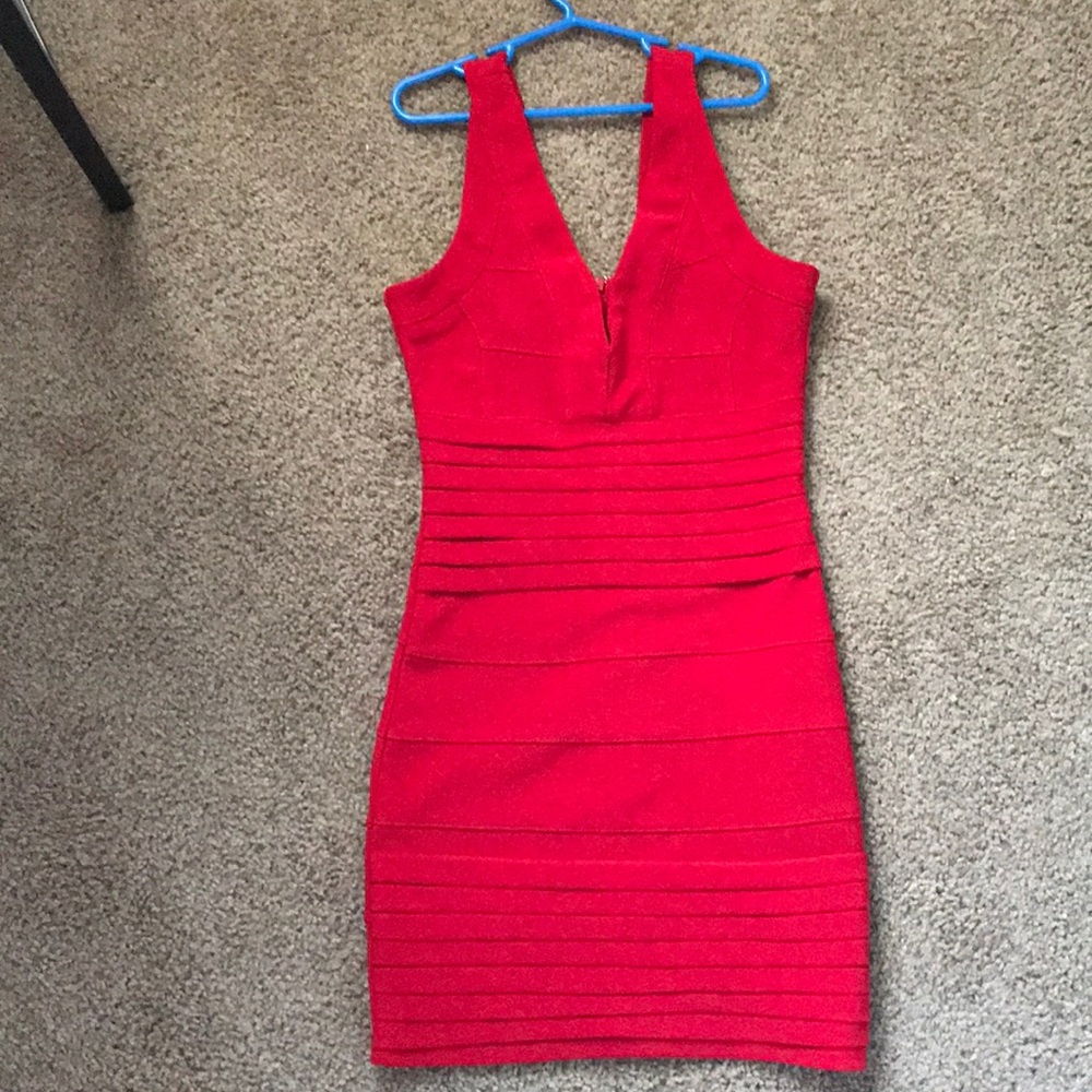 Red Tobi bandage body mini dress